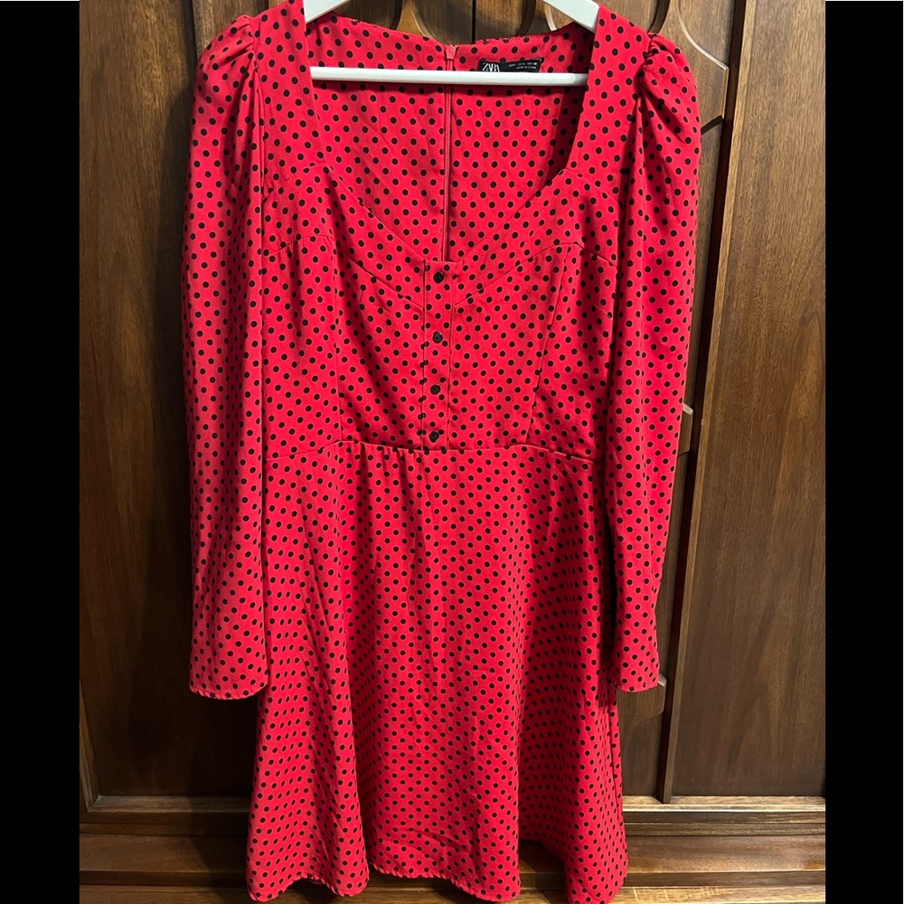 Zara red polka dot dress